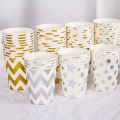 SG 10PCS Gold Silver Dot Disposable Paper Cups and Plates Set for Birthday Party. 
