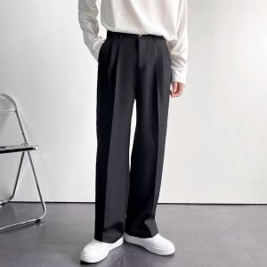 Spring Japanese Style Light Luxury Casual Suit Pants Mens High-End Draped Black Trousers Loose Straight Wide-Leg Long Pants