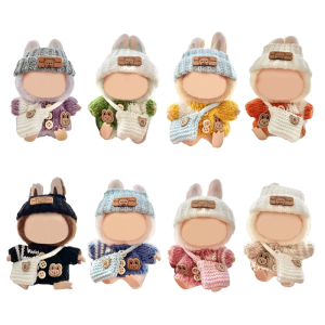 3Pieces Dolls Clothing Set with Knitted Sweater Hat and Bag for 17cm Pendant Dolls Outfit Display Dressingup