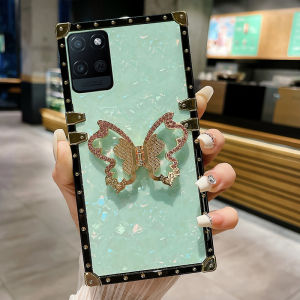 Butterfly Ring Holder Oppo A17 A17k A16 A16k A57 A96 A95 A76 A74 A94 A5 A9 A1K A3S A5S A7 A12 A58 A93 A92 A15 A15S A53 A31 F11 Pro F9 Pro F7 Case Slim Colorful Square Sparkle Glitter Pattern Phone Case Translucent TPU Soft Silicone Protective Bumper Case