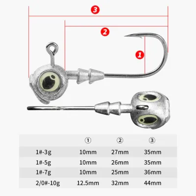 Lưỡi Jighead Đầu 3d Dạ Quang Mắt Cá Chuyên Câu Biển LC40