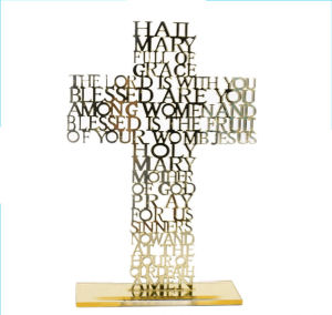 Cross Prayer Statue Standing Cross Jesus Bible Bookshelf Home Decoration Gold
