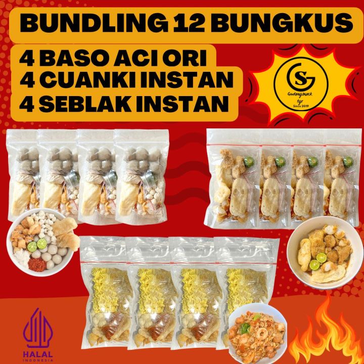 BUNDLING 12 [ 4 BUNGKUS SEBLAK INSTAN,4 BASO ACI,4 CUANKI INSTAN
