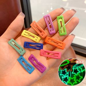 [ Featured ]  Y2k Luminous Five-pointed Star Metal BB Barrettes Candy Color Sweet Side Bangs Geometric Waterdrop Hairpin for Girls