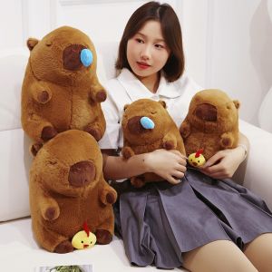 JOJO CASTLE Fluffy Capybara Plush Doll 25/35/45cm  Cartoon Plush Toy Stuffed Aquatic Animal Standing Snot Chick Type Plushie Peluche Kids Birthday Gift 卡皮巴拉 水豚鼠