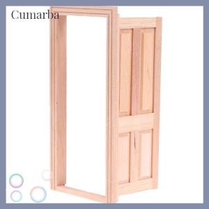 [Cumarba] บ้านตุ๊กตาขนาดเล็ก4แผงภายใน1 12ประตูไม้ DIY โมเดลของเล่น