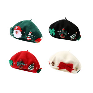 Woolen Hat Christmas Hat Cute Sophistication Household Bow Tie Winter Comfort Festive Atmosphere
