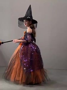 ✨ Christmas cos ✔ Halloween cos ✨ Children Performance Costumes ✨ Role Playing Costume ✈ Children Halloween Witch Cosplay Party Costume Witch Dress Girls Stage Performance cos Costumes2026