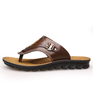 Free Shipping New Summer Genuine Leather Sandals Non-Slip Trendy Flip-Flops Korean-Style Sandals Casual Beach Shoes