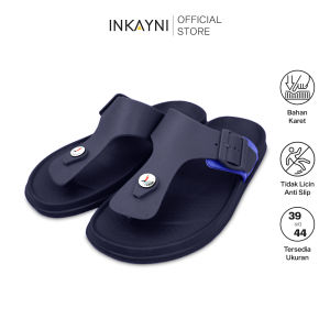 INKAYNI Sandal Jepit Pria harian sandal slop pria terbaru Size 39-44 sandal selop pria kece Flip Flop Bahan sandal full Karet Casual