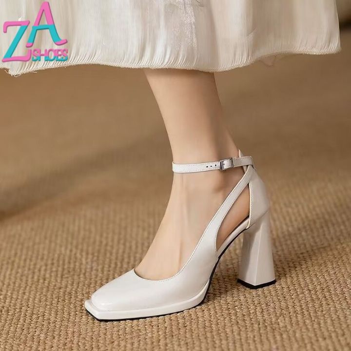 ZAZA Closed Toe High Heels Sandals for Women with Strap Black