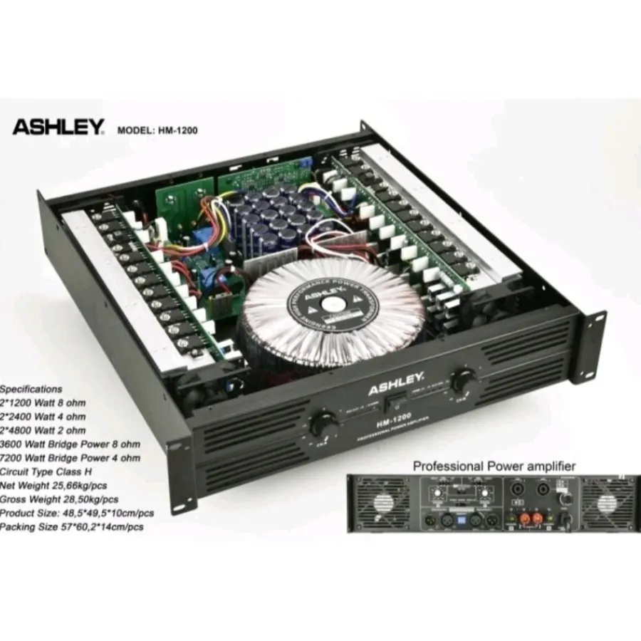 Power Ashley HM1200 HM 1200 power amplifier 2 channel original