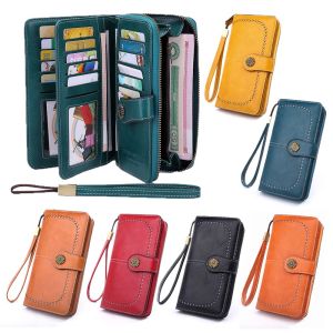 SOTOP วินเทจ เรียบหรู สีทึบ หนัง PU ซิป กระเป๋าใส่เหรียญผู้หญิง ที่ใส่บัตร กระเป๋าสตางค์ กระเป๋าถือเกาหลี