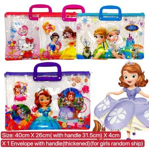 Cartoon Envelope With Handle Transparent long size envelope with zipper stationery bag Pencil case