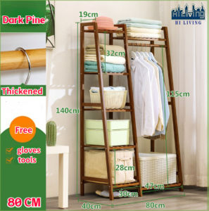 🌟SG STOCK🌟Bamboo coat and hat rack bedroom hangers Floor-to-ceiling solid wood coat rack Creative clothes rack
