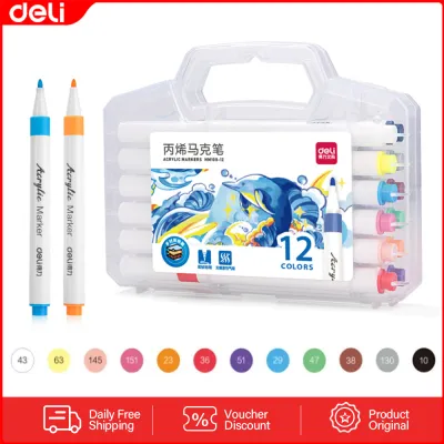 Deli Acrylic Marker 12/24/36/48/60 Colors PP Boxed fine Round Rod Acrylic Marker Pen HM108