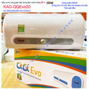 [HCM]Máy nước nóng Ferroli QQ Evo 20 lít KAG-QQEvo20 bình đun nước nóng gián tiếp 20 lít chống giật hiệu suất sử dụng tốt
