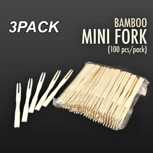300PCS Bamboo Mini Fork 9CM Disposable Non-toxic And Environmentally Friendly Dessert Fork