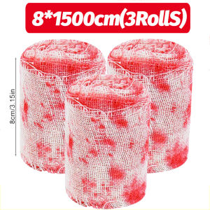 15M Halloween Blood Cloth Strip Horror Artificial Blood Stained Cloth Halloween Party House DIY Window Door Decor Props