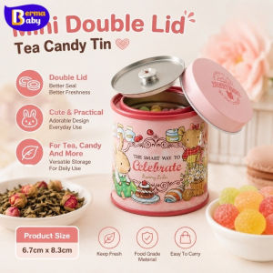 BERMA BABY Tea Can Mini Double Lid Bonnie Rabbit Candy Cookie Metal Box for Wedding Souvenir Jewelry Organizer