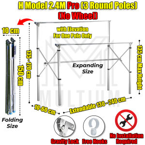 H Model 2.4 M Pro Stainless Steel Extendable Laundry Drying Rack | Laundry Rack | Foldable Laundry Rack| Drying Rack| Laundry| Laundry Organiser| Drying Rack clothes| Drying clothe Folding| Cloth Laundry Drying Rack Retractable| Space Saving storage