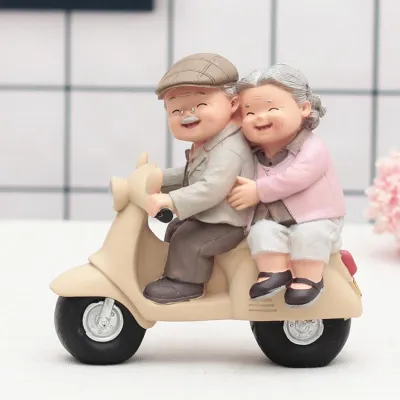 Romantic Old Couple Resin Statue figure Ornament Home Decor birthday Wedding Gifts