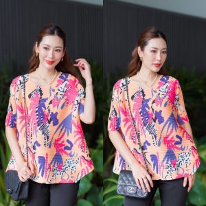 เสื้อพลีททรงคอกลม แขนสั้น อัดพลีท 100% ✨✨ สวย High Quality ✔️ แพทเทิร์น อัดพลีทแบบ 🐆ทแยง เฉลียงด้านข้าง เกร๋กรุบ ใส่แล้ว