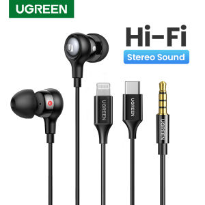 UGREEN tai nghe có dây 3.5mm Wired Headphones with Microphone and Volume Control Noise Cancelling Headphones HiFi Stereo Wired Earbuds Compatible with 2021 iPad Pro Samsung Galaxy S21