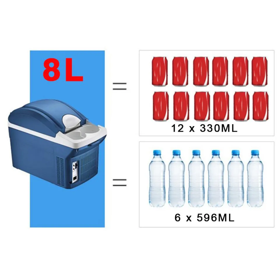 Homyl Auto Hot Cold Portable Electric Cool Box Car Mini Refrigerator  Lightweight Insulated Cooler Box Container Camping Coolbox 8L 12V