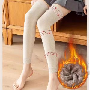 Women Leg Warmers Winter Thickened Knitted Knee Socks Thermal Cuffs Warm Plus Velvet Long Leg Sock Over-the-knee Sock Kneepad