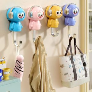 RBJ4 Cartoon Design Face Changing Hook Cute Style No Hole Decorative Hooks Self-Adhesive Waterproof Organization Hooks Entrance Decor