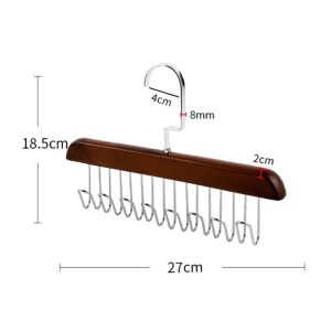 Multifunctional 8 Hooks Wood Clothes Hanger Underwear Scarf Sling Tie Storage Rack