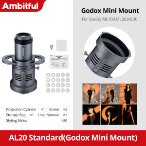 Ambitful AL20 Mini Double Shadow Projection Cylinder +20 Styling Slides Adjustable Focus Creative Shadow Mini Bowens Mount Mini Mount For Godox Yongnuo ZHIYUN