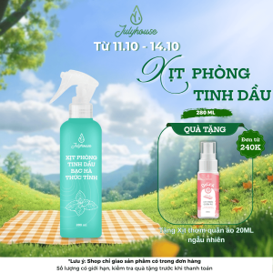 Bình xịt Phòng tinh dầu Bạc hà 280ml JULYHOUSE công dụng khử mùi the mát dễ chịu
