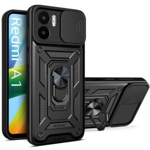 Camera Protect Casing For Xiaomi Redmi A2 A1 A2+ A1+ 2023 Phone Case Anti-Knock Shockproof Bumper Ring Holder Slide Windowr Back Cover for Redmi A2Plus A1Plus