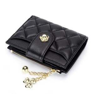Smart King New Ladies Short Purse Genuine Leather Wallet Sheepskin Quilted Rhombus Women Coin Purses Wallets Card Holder Clip