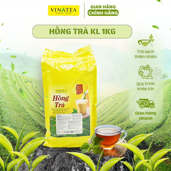 Trà Vinatea Hồng trà 1kg (Trà nguyên liệu pha trà sữa, trà tắc, trà chanh)