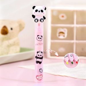 LANCE Cute Panda Highlighter Pen Creative Cartoon Marker Pen Portable Multifunction Fluorescent Pen Student