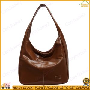 [CY] Hobo Bag for Women Magnetic Closure Tote Bag PU Leather Solid Underarm Bag Trendy Large Travel Commuter Bag