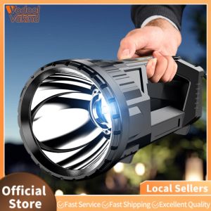 Rechargeable Portable LED Searchlight with Cob Side Lights High Bright Camping Flashlight Ultra-Long Standby for Everyday Home Hiking Emergency