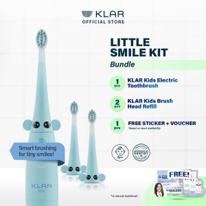 KLAR Little Smile Kit - Kids Electric Toothbrush + Head Brush Refill | Paket Hemat Sikat Gigi Elektrik Untuk Anak Usia 3-12 Tahun