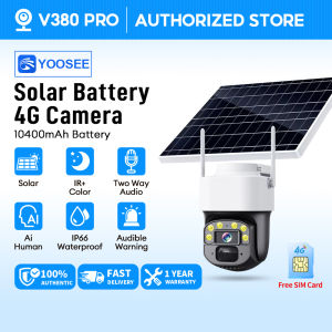 YOOSEE T1 Solar Waterproof Outdoor CCTV built-in 4G SIM Card Two-Way Voice PTZ Night Vision CCTV SIM Card 8X Zoom PTZ IP Cam 360 Panorama 1080P Ultra HD Infrared WIFI PIR IP Security Camera IP66 Waterproof PTZ Outdoor Camera