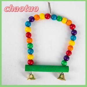 chaotuo Đồ chơi đu đưa Vẹt bằng gỗ tự nhiên lồng XÍCH ĐU cá rô treo chim hạt nhiều màu