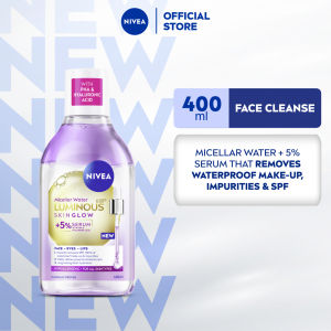 NIVEA Face Cleanse Luminous Skin Glow Micellar Water 5% Serum Hyaluronic Acid for bright skin 400ml