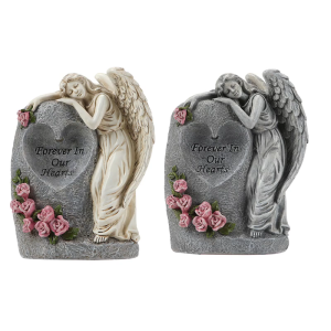 Solar Powered Outdoor Angel Vase Memorials Decoration Weather Resistant Resins Statue For Garden Cemeteries Ornament