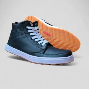 Aldhis Sepatu Boots Pria Hitam Putih Bot Casual Cowok Hitam Black Gum Sol Karet Antislip