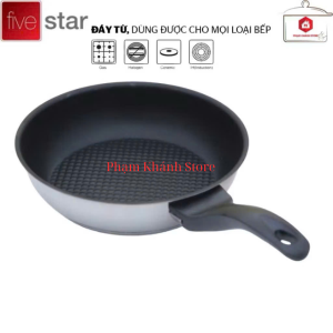 Chảo Chống Dính Inox 430 3 Đáy Fivestar Dùng Được Cho Bếp Điện Từ