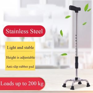Adjustable Quad Cane Walking Stick Crutch Injury Assist Safety Universal Grip Handle Quad Walking Cane Stick