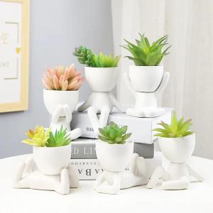 Succulent Flower Pots Creative Ceramic Ornaments Office Simple Lazy Plant Small Figure Desktop Vase