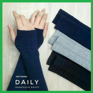 Handsock Rajut Manset Rajut Jempol Premium 35 cm Sampai Sikut Aksessoris Muslimah Syari